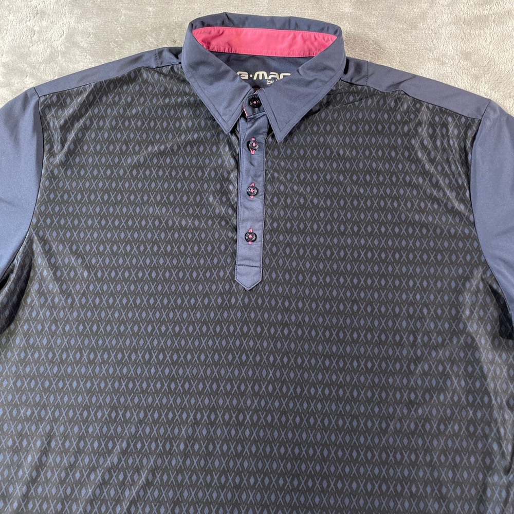 G-Mac by Kartel Polo Shirt Mens XL Blue Golf Performance Geometric Diamond Light - Picture 3 of 10